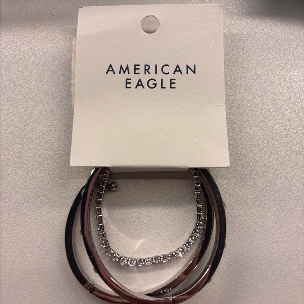 American Eagle Outfitters Silver and Brown Bracelet Set